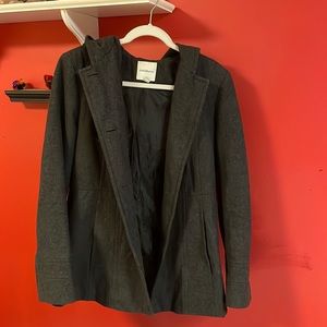 Gently used Croft & Barrow Dark grey hooded pea coat. All buttons are intact.